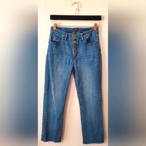 High Waisted Button Up Ankle Length Jeans. Pants. High Waisted. Comfortable Fit.